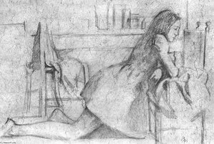 Girl Kneeling, Her Arms On A Chair — Balthus