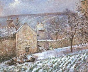 Snow At The Hermitage, Pontoise — Camille Pissarro, Impressionist Landscape