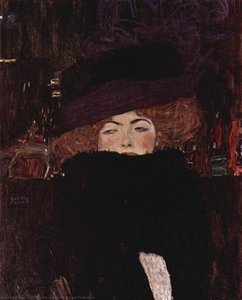 Lady Con Sombrero Y Pluma De Pavo Real — Gustav Klimt, Art Nouveau