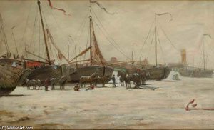 Horses Working On The Beach — Addison Thomas Millar