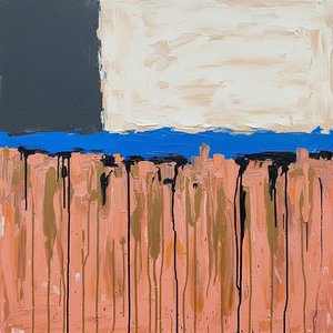 Monolithic Silence: Cerulean Horizons And The Weight Of Descending Charcoal Shadows — Christian Noiret, Contemporary Abstract Painting