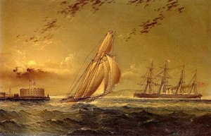 English Steamer Off Staten Island — James Edward Buttersworth, Romanticism