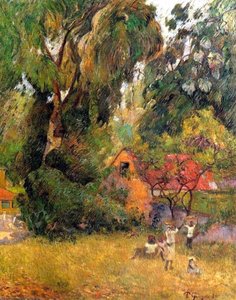 Huts Under The Trees (also Known As Martinican Scene With Mango Tree) — Eugène Henri Paul Gauguin, Post-impressionism