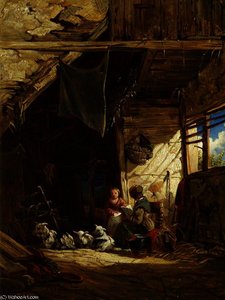Interior With Goats, Bettws-y-coed — William James Müller