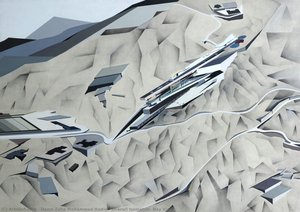Overall Isometric, Day View — Dame Zaha Mohammad Hadid, Deconstructivist Architecture