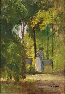 Woman At Wash Tub — Theodore Clement Steele, Impressionism