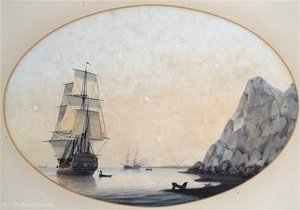 Ships at anchor on the coast