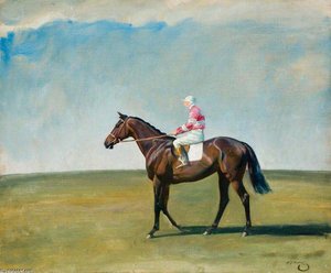 A Bay Racehorse With Jockey Up — Sir Alfred James Munnings