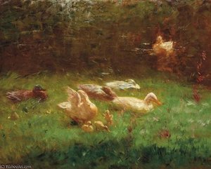 Ducks In The Grass — Willem Maris