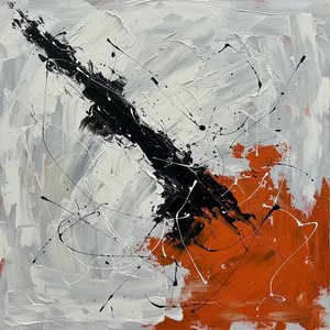 Kinetische Spannung In Burnt Orange Und Obsidian: Ein Monumentales Unikat-abstraktes Meisterwerk