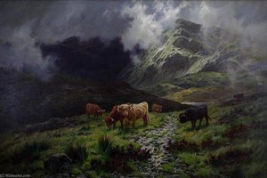 Highland Cattle In A Mountainous Landscape