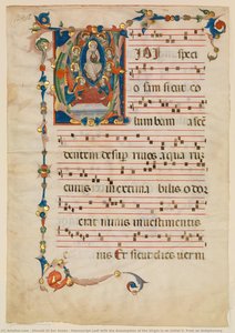 Manuscript Leaf with the Assumption of the Virgin in an Initial V, from an Antiphonary