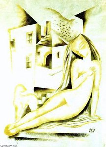Nude With Houses — Béla Kádár
