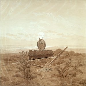 Paisaje Con Tumba, Sargento Y Uhú — Caspar David Friedrich, Romantic Landscape