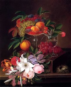 Still Life With Fruit, Flowers And Bird's Nest — George Forster