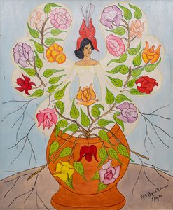 Woman In Vase With Flowers — Benoit, Rigaud