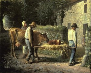 Peasants Bringing Home A Calf Born In The Fields — Jean-françois Millet, Romantic Realism