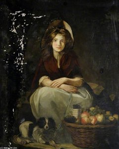 Girl With A Dog And Fruit