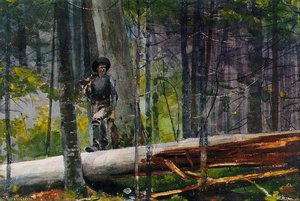 Hunter In Adirondacks, Watercolor Over Graphite, — Winslow Homer, American Realism
