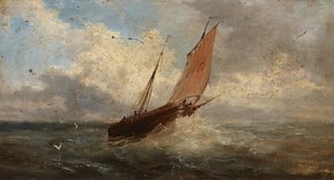 View Of The Sea – Boat At The Sea — Jules Louis Philippe Coignet
