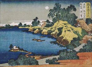 Full Moon At The Sumida River Of The Eastern Capital — Katsushika Hokusai, Japanese Landscape Painting