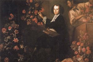 Self-portrait With A Servant And Flowers — Mario Dei Fiori