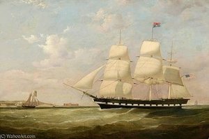 The Packet Ship Dewitt Clinton Of New York Departing Liverpool — Samuel Walters