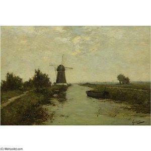 A Windmill In A Polder Landscape