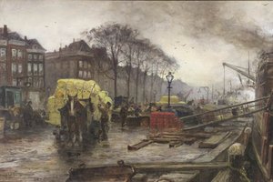 Labourers Unloading Cargo On A Quay, Rotterdam