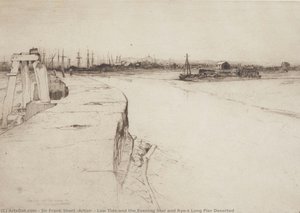 Low Tide And The Evening Star And Rye’s Long Pier Deserted — Sir Frank Short