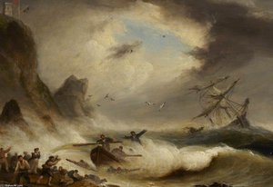 The Brigantine 'warren' In A Gale — Thomas Luny
