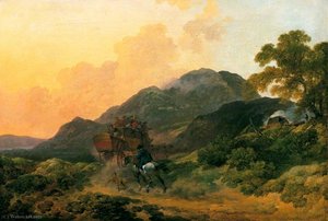 Skiddaw, Cumberland, A Summer Evening With A Stage Coach — Philip James De Loutherbourg