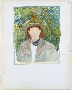 A Woman With Red Hair Wearing A Green Plumed Hat — Maurice Brazil Prendergast