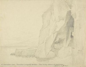 The Rocky Shore Of Sorrento — Theodor Leopold Weller