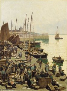An East Coast Harbour With Fisherfolk — Alexander Young