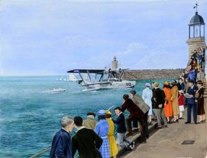 London Flying Boat Arriving At St Peter Port On The First Affiliation Visit, 1939 — Brian Byron