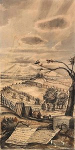 Iowa Landscape (mural study, right panel of triptych for Monticello, Iowa Post Office)