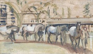 Study Of Horses In Kempton Paddock — Sir Alfred James Munnings