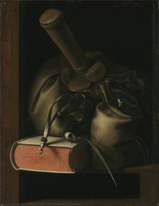 Still Life With Book And Purse — Gerrit Dou, Baroque Dutch Painting