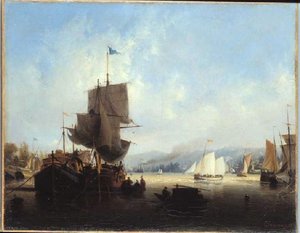 Marine Aux Voiles Brunes — Ambroise Louis Garneray