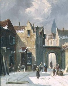 Winter Street Scene — Antoine De Saaijer Waldorp