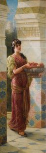 The Fruit Seller Catching Butterflies Two Paintings — Emile Eisman Semenovsky