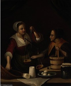 Balancing The Scales; And A Purchase From The Butcher — Gabriel Metsu