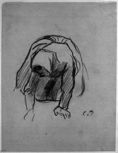 Woman On Hands And Knees — Camille Pissarro, Impressionistic Study