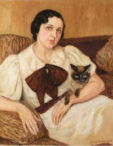 Woman With Cat — Boris Dmitrievich Grigoriev