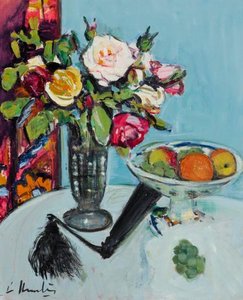 Still Life - Roses And A Black Fan — Джордж Лесли Хантер