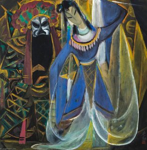 Opera Figures — Lin Fengmian Gans Volando Sobre El Estanque De Loto