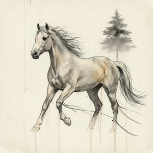 Ephemeral Motion In Sepia: A Solitary Spirit Amidst Fading Ink And Shadows