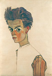 Selbstbildnis Mit Gestreifter Jacke — Egon Schiele