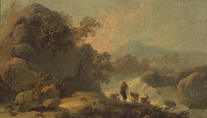 Paysage A La Cascade, Berger — Jean-baptiste Pillement